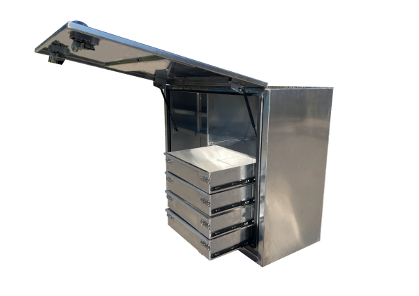 1800x600x1150mm Flat Aluminium Truck Toolbox built in drawers