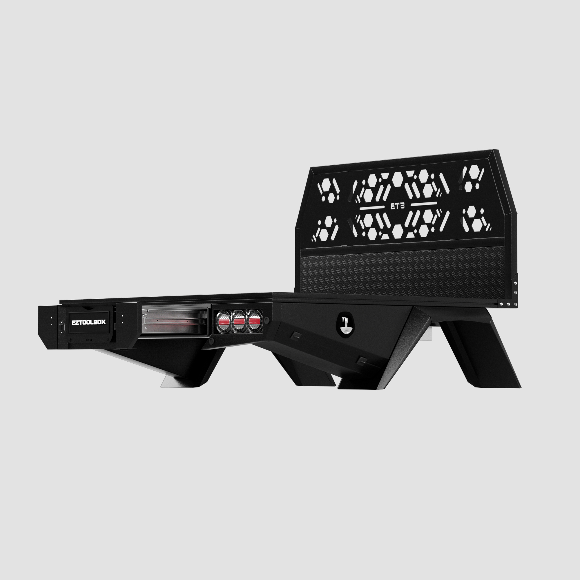 Black 1850mm Aluminium Tray with Trundle Drawer 1 Black 1850mm Aluminium Tray with Trundle Drawer