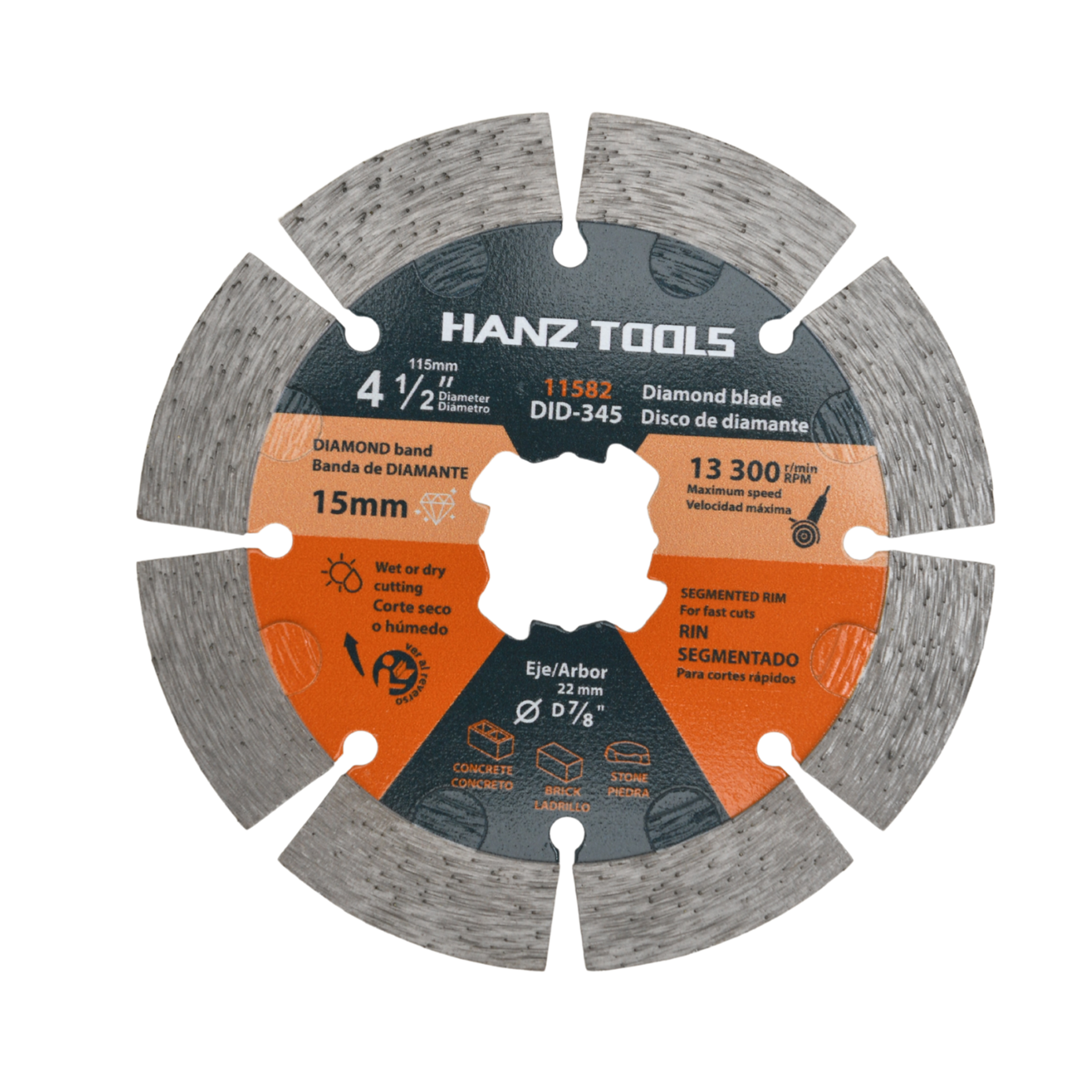 4.5" 115mm SEGMENTED Diamond Blade for Concrete, Masonry, Tile, Marble, Granite 1 4.5 Inch Segmented Diamond Blade