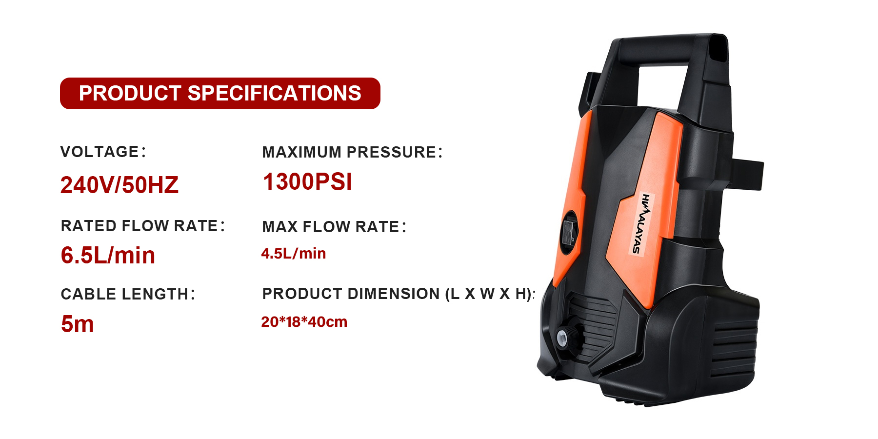 1300 PSI High Pressure Washer