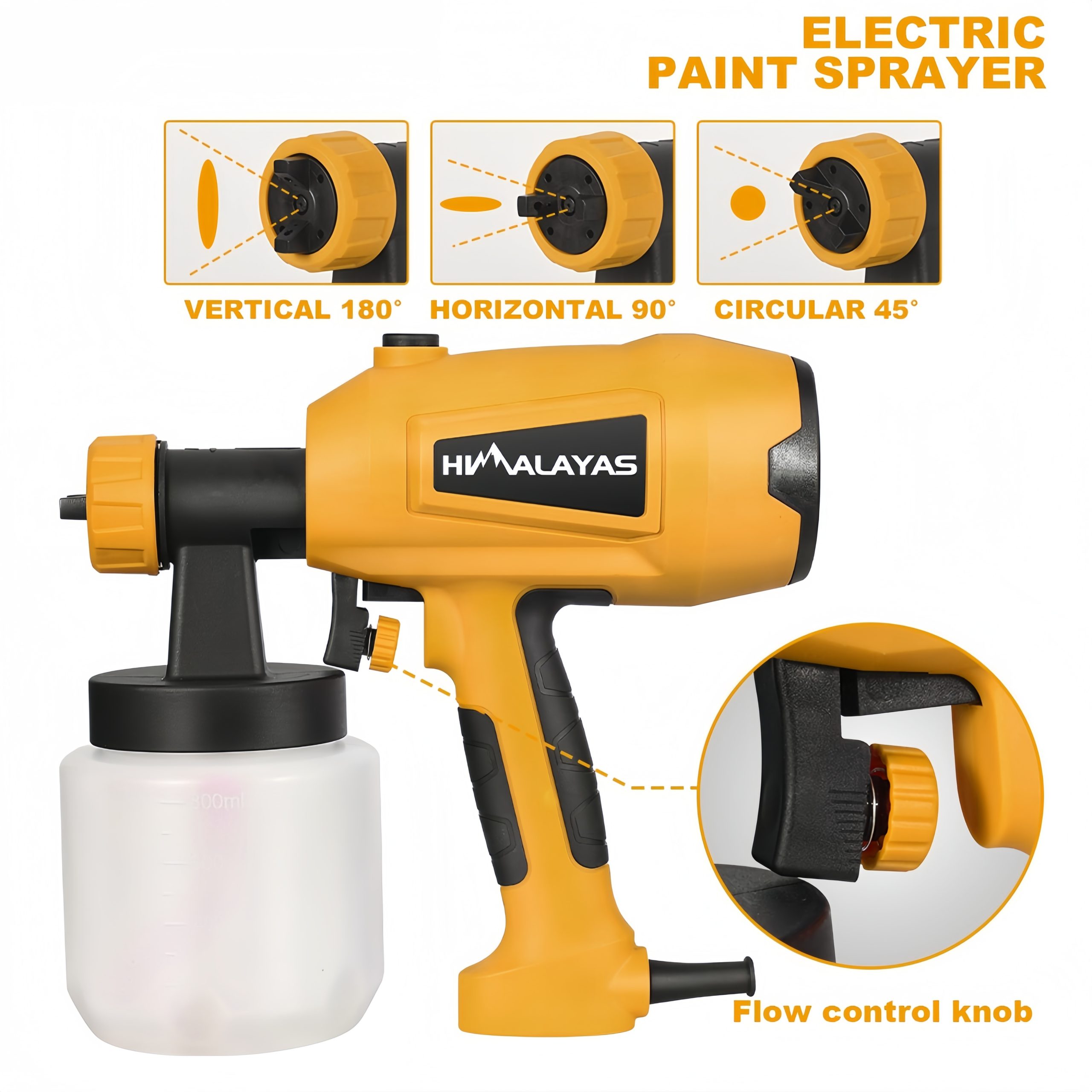 Electric Paint Spray Gun 800ML Adjustable Nozzle Paint Sprayer 4 Electric Paint Spray Gun