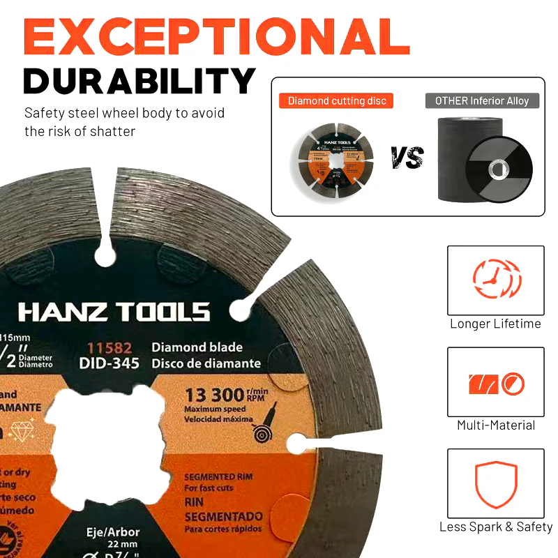 4.5" 115mm SEGMENTED Diamond Blade for Concrete, Masonry, Tile, Marble, Granite 2 4.5" 115mm SEGMENTED Diamond Blade for Concrete, Masonry, Tile, Marble, Granite - Image 2