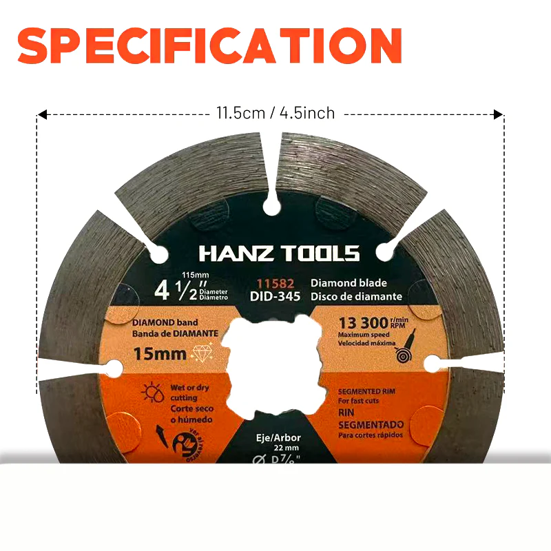 4.5" 115mm SEGMENTED Diamond Blade for Concrete, Masonry, Tile, Marble, Granite 5 4.5" 115mm SEGMENTED Diamond Blade for Concrete, Masonry, Tile, Marble, Granite - Image 5